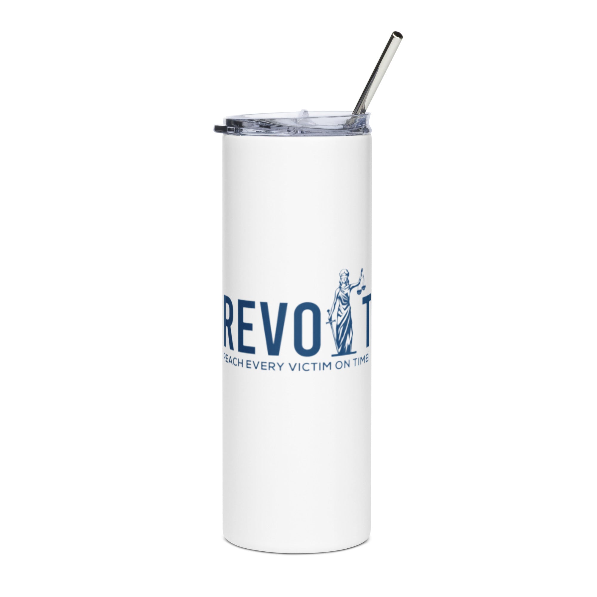 REVOLT SCALES BLUE FONT STAINLESS STEEL TUMBLER