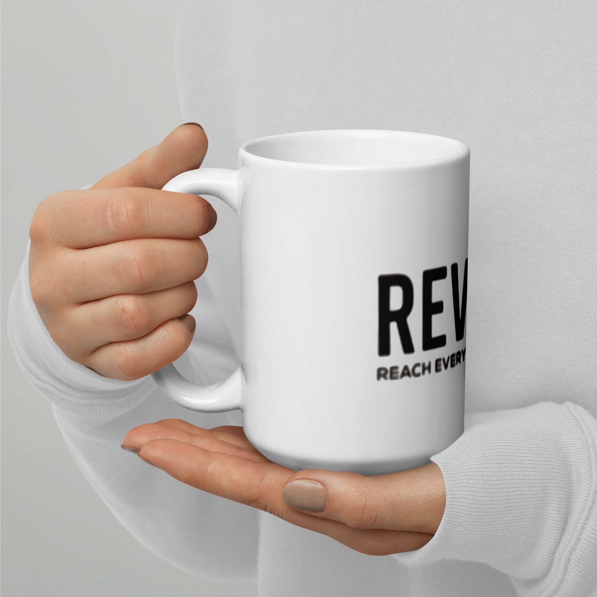 Revolt Blindfold Black Font White Coffee Mug